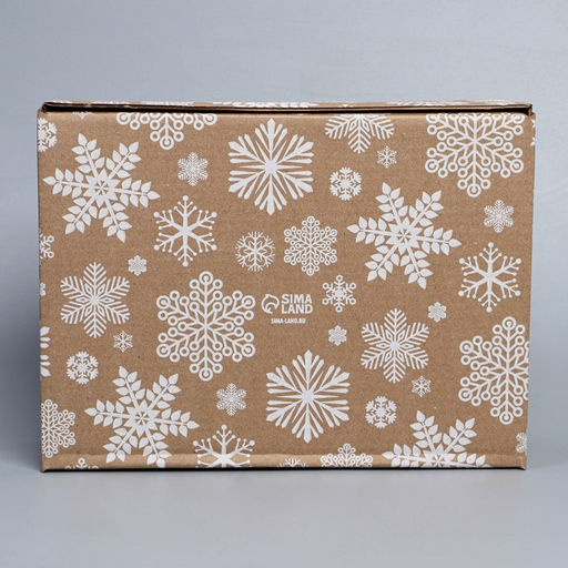 Цена за 2 шт. Коробка новогодняя складная «Снежинки», бурый, 27×21×9 см, Новый год