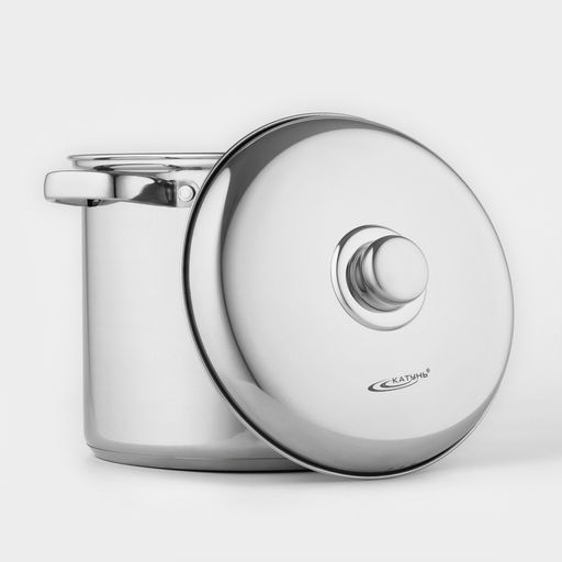 Кастрюля Катунь «Гретта», 7.3 л, d=22 см, с крышкой, капсульное дно, индукция, нержавеющая сталь, AISI - 201, хромированная