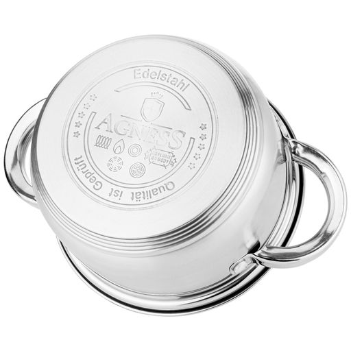 НАБОР КАСТРЮЛЬ И КОВШ AGNESS СО СТЕКЛ.КРЫШКАМИ 6ПР.0,9/2,6/3,5 Л. РАЗМЕР 14X7,5/18X11,5/20X12.5 СМ  фото 3