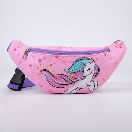 Сумка детская для девочки поясная Единорог, на молнии, наружный карман, розовая - NAZAMOK KIDS фото 2