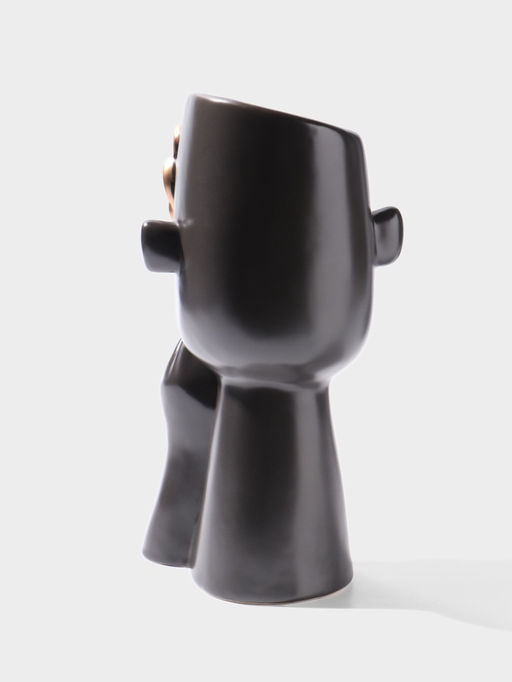 Ваза для цветов «Причуда», 9.5×9.5×27 см, керамика, чёрно-золотая