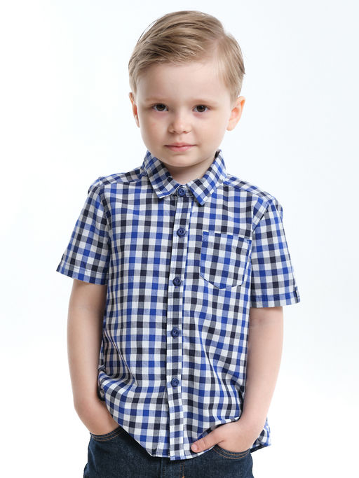Рубашка для мальчика UD 7903 синяя клетка - Mini maxi фото 5