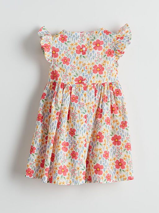 Bisiklet Yaka ?i?ekli K?z ?ocuk Elbise