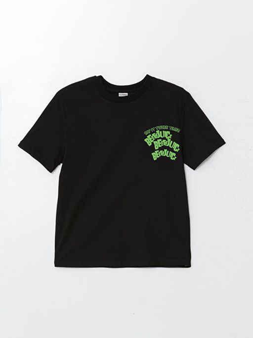 Bisiklet Yaka Beetlejuice Bask?l? Erkek ?ocuk Ti??rt