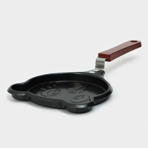 Сковорода Доляна «Котик», d=14 см, пластиковая ручка, антипригарное покрытие, углеродистая сталь, чёрная