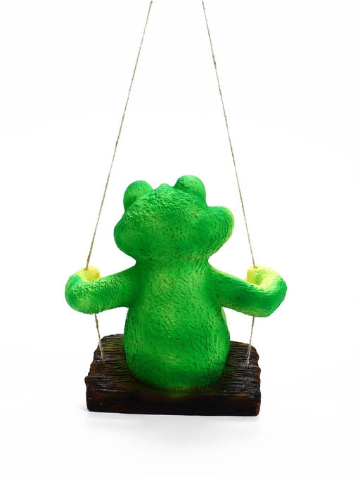Садовая фигура из полистоуна «Лягушка на качелях», подвесная, 24×23×27 см
