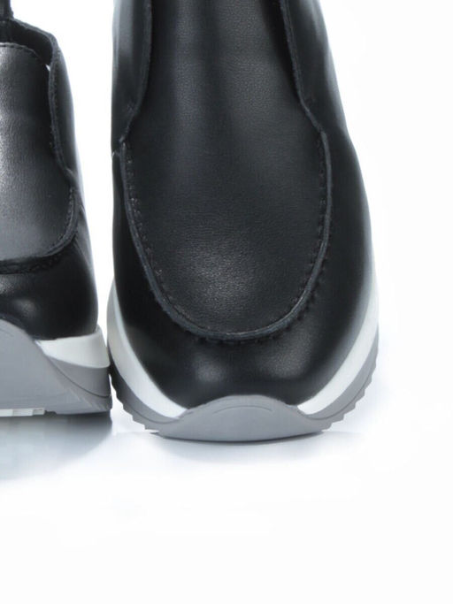 01-5576-1 BLACK Ботинки демисезонные женские (натуральная кожа, байка)