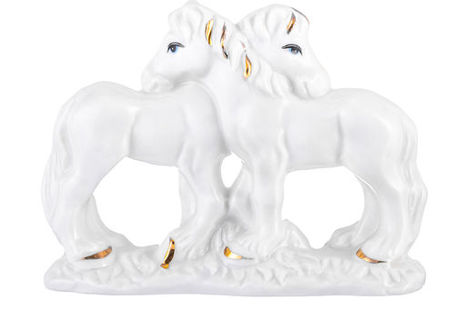 Фигурка декоративная 11*4*8,5 см Лошади белая с золотом, фарфор - Elan gallery фото 4