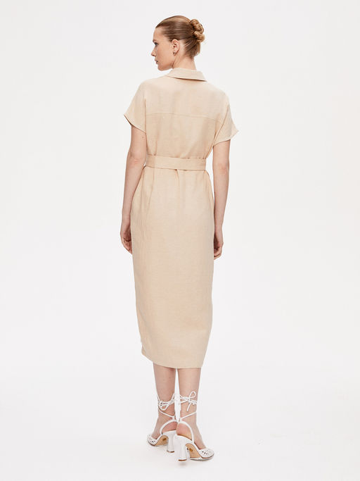 Льняной сарафан с поясом 422.050098/Бежевый - Seven senses фото 4