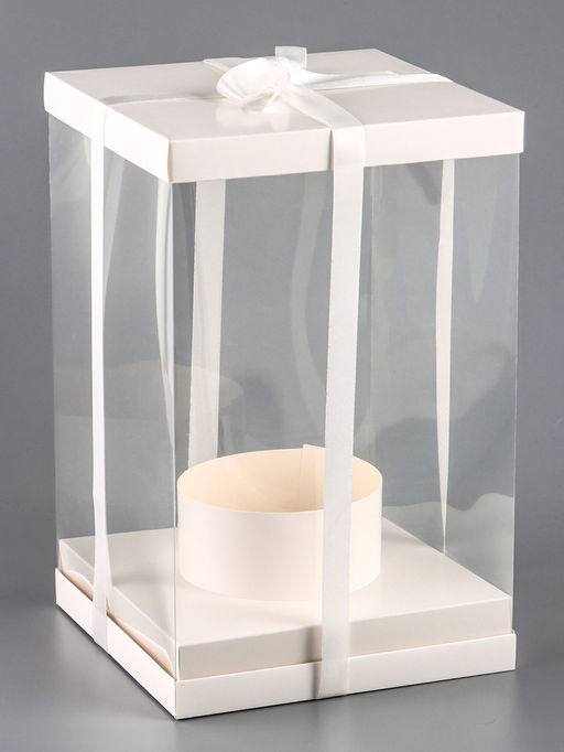 Коробка PVC, для цветов с лентой, 28?18?18 см, белый - UPAK LAND фото 2