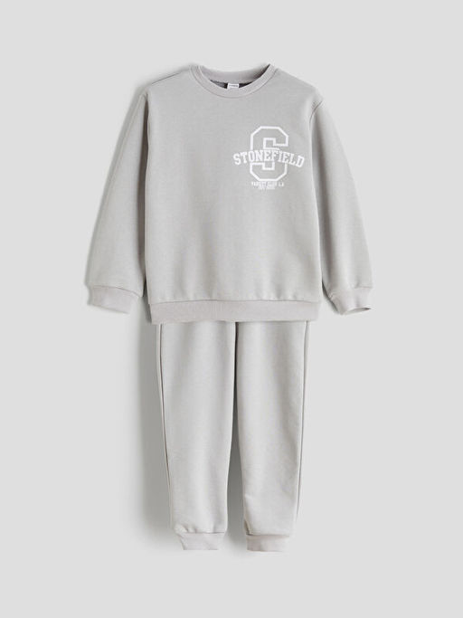 Bask?l? Erkek ?ocuk Sweatshirt ve E?ofman Alt?