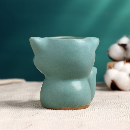 Горшок для цветов «Лисёнок Фред» керамический, 200 мл, 8×9×9 см, бирюзовый