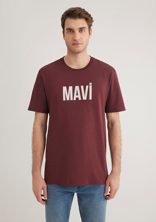 Mavi Logo Bask?l? Bordo Tisort  фото 4