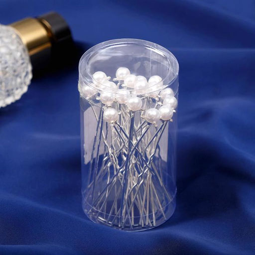 Цена за 20 шт. Шпилька для волос «Бусинка», стразы, 0.8×6 см, МИКС