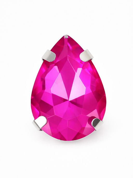 Цена за 3 шт. Стразы «Капля», в цапах, 1×1.4 см, фуксия