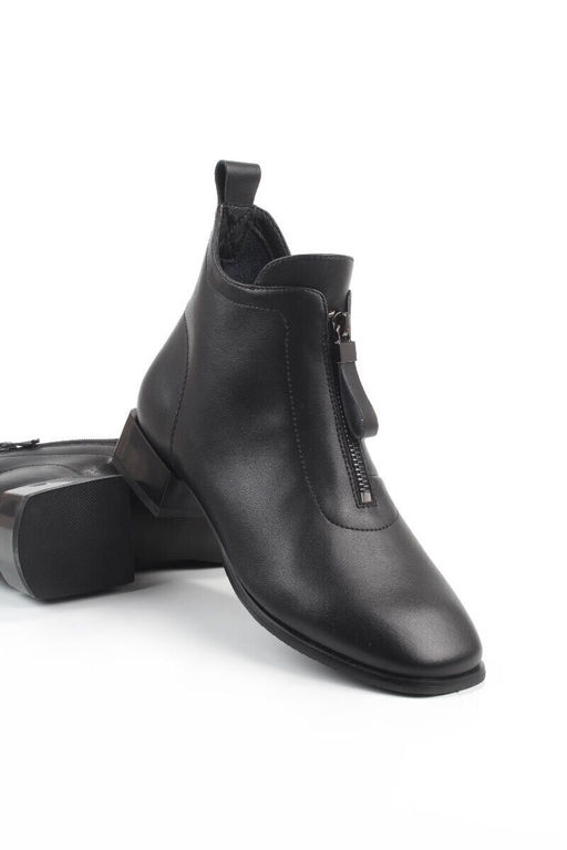 01-M43-16 BLACK Ботинки демисезонные женские (натуральная кожа)