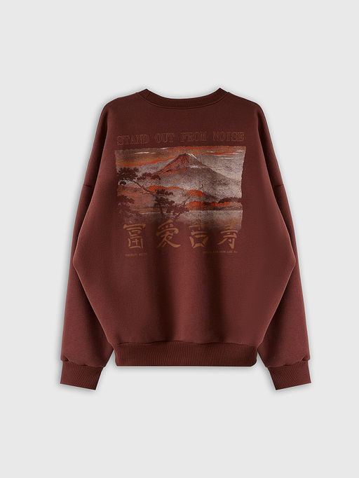 Теплый свитшот мужской коричневый с начесом и художественным принтом - Mark formelle фото 7