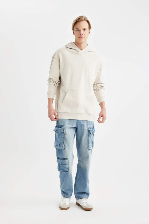 Базовая толстовка Comfort Fit с капюшоном - Defacto фото 6