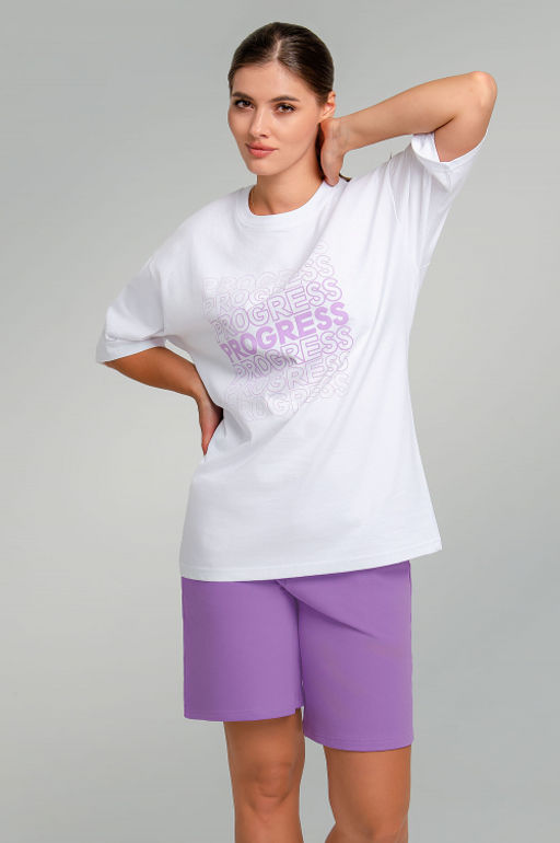 Арт. 51302 Костюм женский с шортами 42-50 (5 шт) Цвет:верх- белый, низ- вери-пери