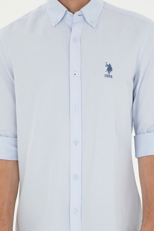 Мужская голубая базовая рубашка с длинным рукавом - U.s. polo assn фото 6