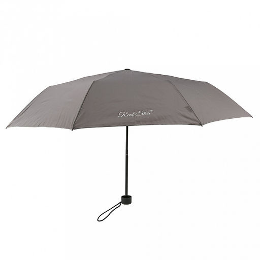Зонт механический Моно с серебром ткань эпонж (полиэстер), 8 лучей, д/купола 92см, 3 сложения, 23,5см в сложенном виде, ручка с антискользящим покрытием, серый с серебряной нитью, 286гр (Китай) - Домашняя Мода фото 2