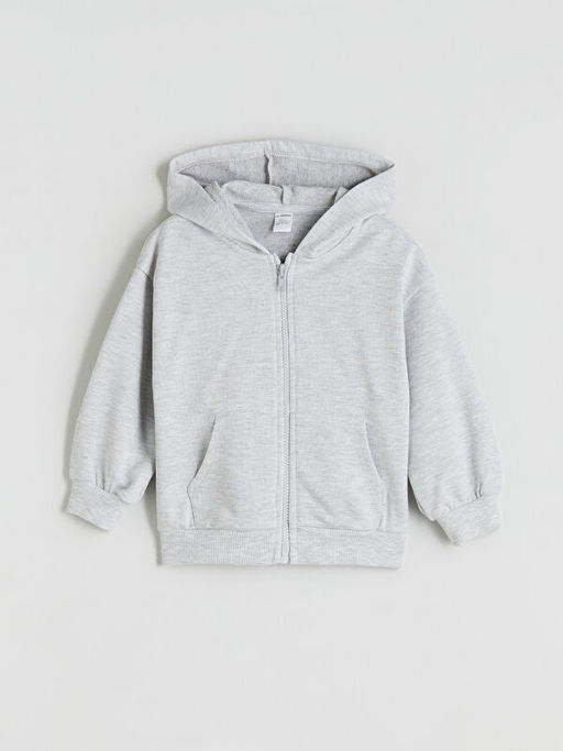 Kap??onlu Uzun Kollu K?z ?ocuk Fermuarl? Sweatshirt