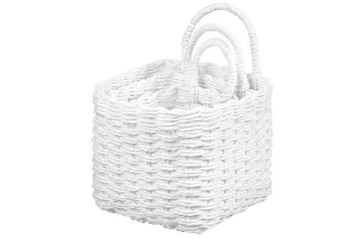 Набор 3 плетеных корзин, 1 корзинка 13*13*20см, 1 корзинка 16*16*23см, 1 корзинка 19*19*26см, белый