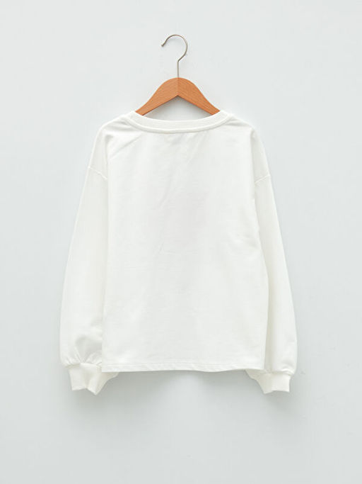 Bisiklet Yaka Bask?l? Uzun Kollu K?z ?ocuk Sweatshirt - Waikiki фото 2