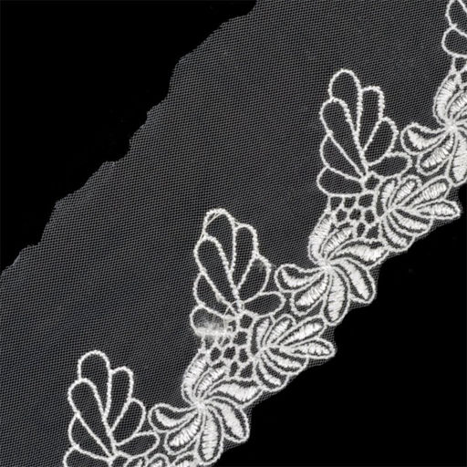 Кружево на сетке арт.TBY F5168C шир.80мм цв.белый уп.13,71м