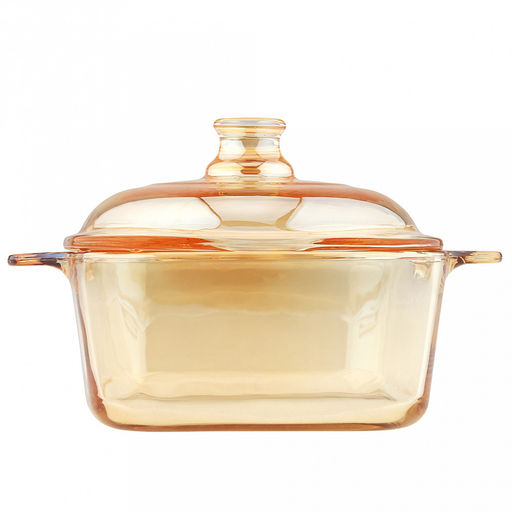 Салатник стеклянный Мимоза 0,92л, 14,8х19,7х6,8см, основание 13х13см, общая h12,3см, стеклянная крышка, 2 ручки, янтарный перламутровый, в коробке (Китай) - Домашняя мода фото 2