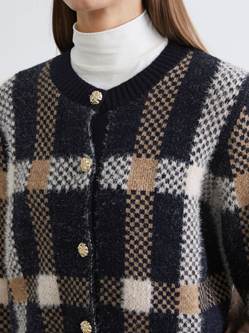 Bisiklet Yaka Ekose Kad?n Triko H?rka