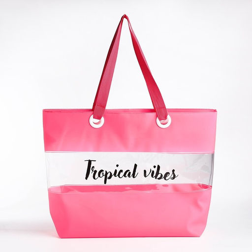 Сумка пляжная Tropical vibes, 50*35*11 см, розовый цвет - Nazamok фото 8