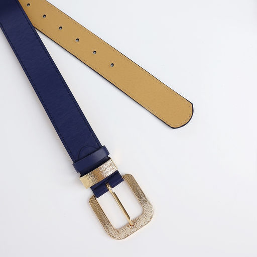 Ремень женский с винтом, 110×3 см, пряжка металл, золотистая, синий