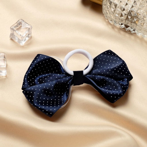 Цена за 6 шт. Бант для волос на резинке «Школьница», синий с прозрачной лентой, 5 см, синий