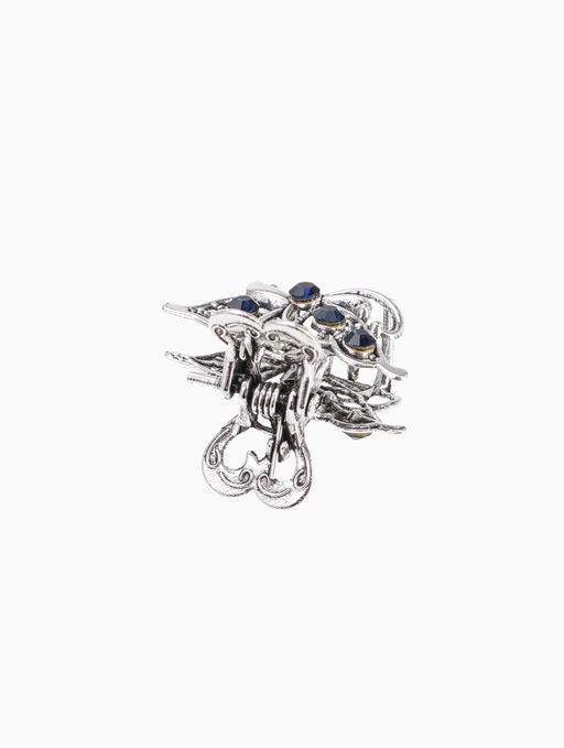 Цена за 6 шт. Крабик для волос «Синий туман», крыло бабочки, 2.5 см, серебро