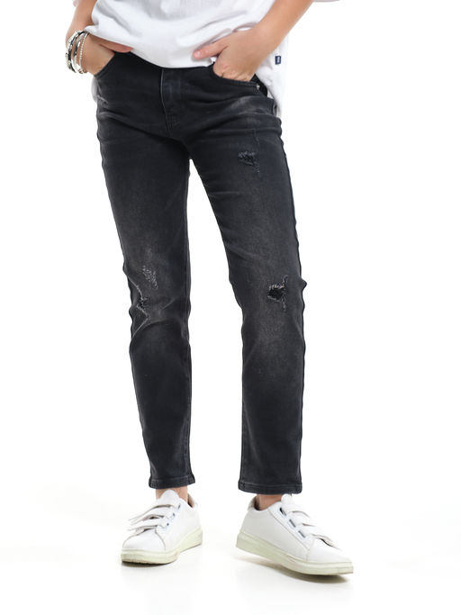 Черные джинсы для девочки 33-1038 черный - Mini maxi фото 5