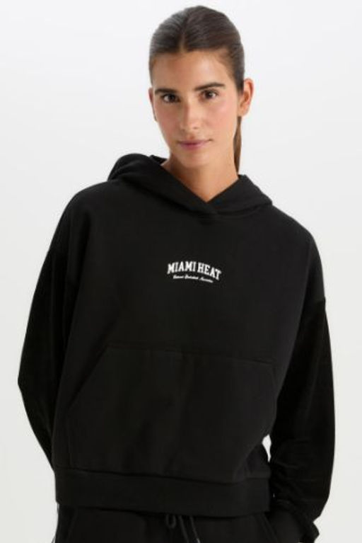 DeFactoFit NBA Miami Heat Kapusonlu Kal?n Sweatshirt