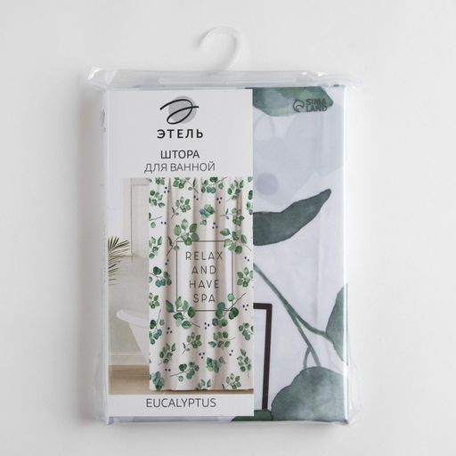 Штора для ванной «Этель» Eucalyptus, 145×180 см, полиэстер