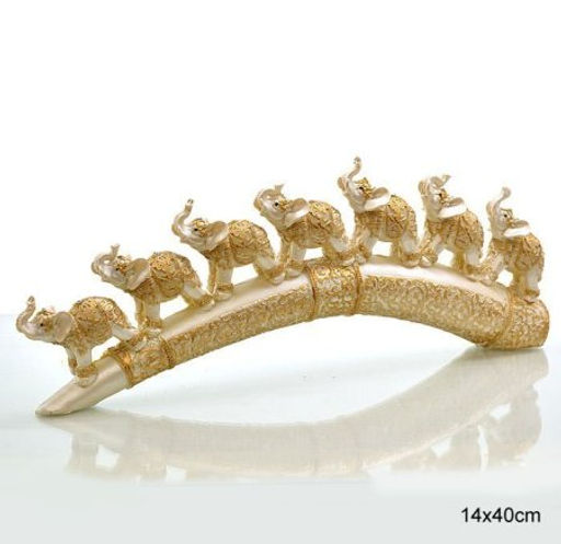 Статуэтка Слоны на бивне L-40 см / 7020 /уп 18/ бежевый - ГалеонТрейд фото 2