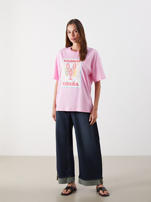 Valencia Bask?l? Oversize Kad?n Ti??rt