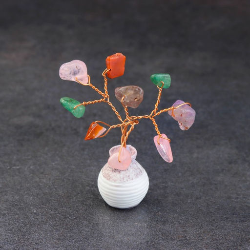 Денежное дерево декоративное «Сувенир бонсай. Дерево жизни. Самоцветы», натуральный камень, 7×3 см