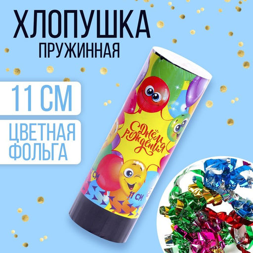 Цена за 24 шт. Хлопушка пружинная поворотная «С Днём Рождения», 11 см