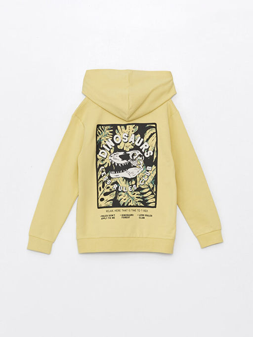 Kap??onlu Bask?l? Uzun Kollu Erkek ?ocuk Sweatshirt