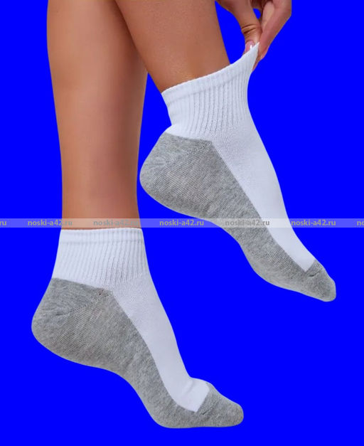 Цена за 10 пар. Носки женские укороченные белые (серая подошва) арт. 6621