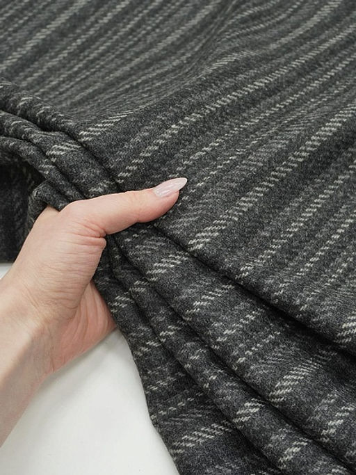 Шерсть пальтово-костюмная Твид Полосы цв.черный, ш.1.5м, шерсть-40%, п/э-60% - Купава фото 16