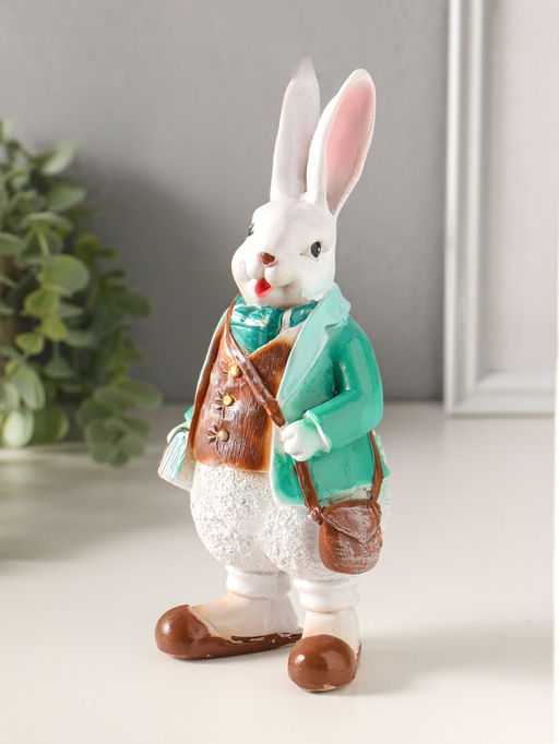 Фигура полистоун «Кролик джентельмен с книжкой», 21.5×10.5 см