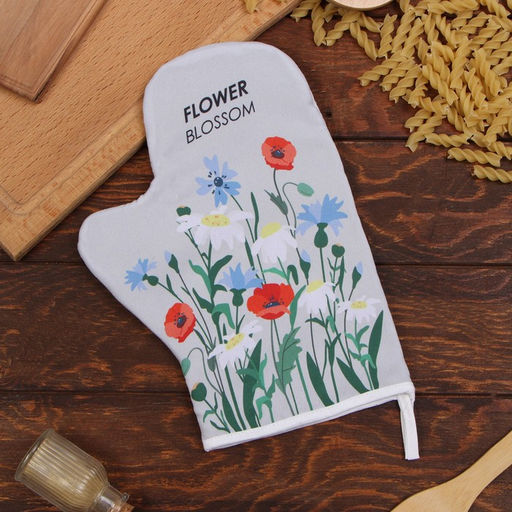 Цена за 2 шт. Варежка-прихватка Доляна. Полевые цветы, 20?28 см, 35% хлопок, 65% п/э, ватин 250 г/м?