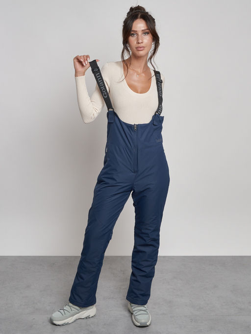 Полукомбинезон с высокой посадкой женский зимний темно-синего цвета 7605TS - Colannia фото 17