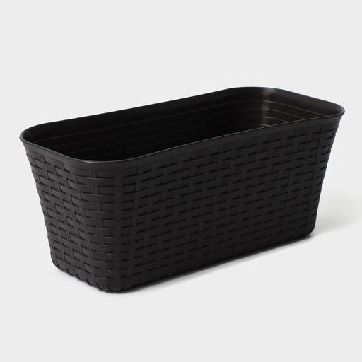 Ящик для цветов балконный «Ротанг», 7.5 л, 38.5×18×16 см, пластик, коричневый