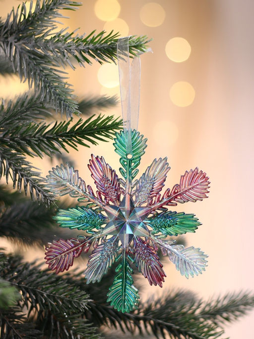 Ёлочная игрушка Зимнее волшебство. Снежинка пушистая, 1111 см, разноцветная фото 7